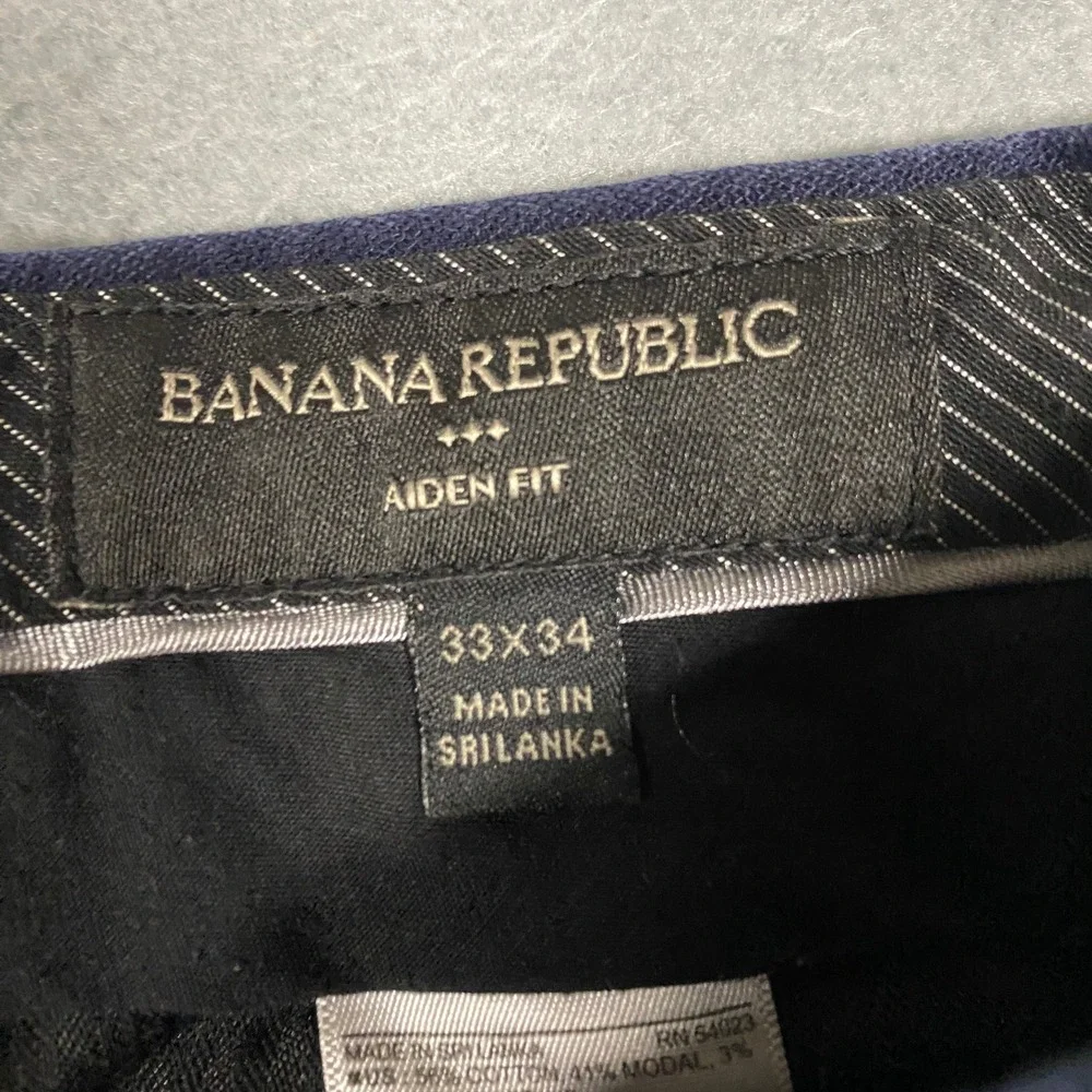 Banana Republic Aiden Chinos Mens 33x34 Navy Blue Slim Stretch Pants 359300-01